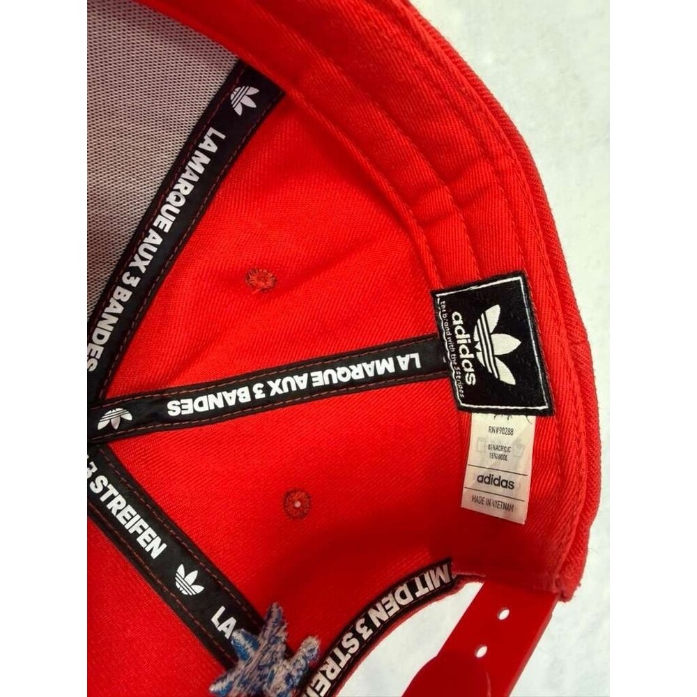 Adidas Originals Hat Red Snapback Cap Trefoil Logo Side Patch Retro Streetwear. - Picture 6 of 8